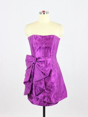 Vintage 2000's JESSICA MCCLINTOCK for GUNNE SAX Purple Organza Bow Dress, Size 1